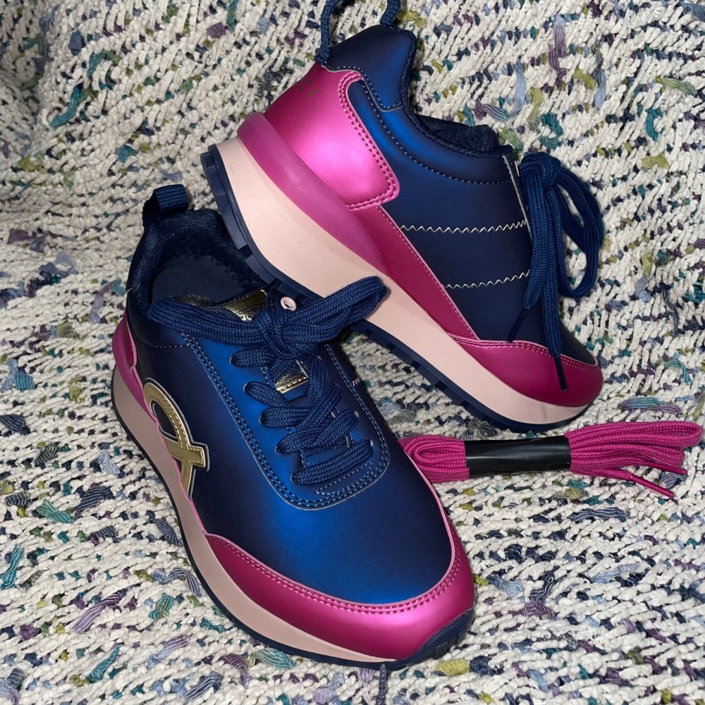 LOCI x Nicki Minaj Fusion Metallic Navy Fuchsia Gold Vegan Sneakers EU 37 US 6.5